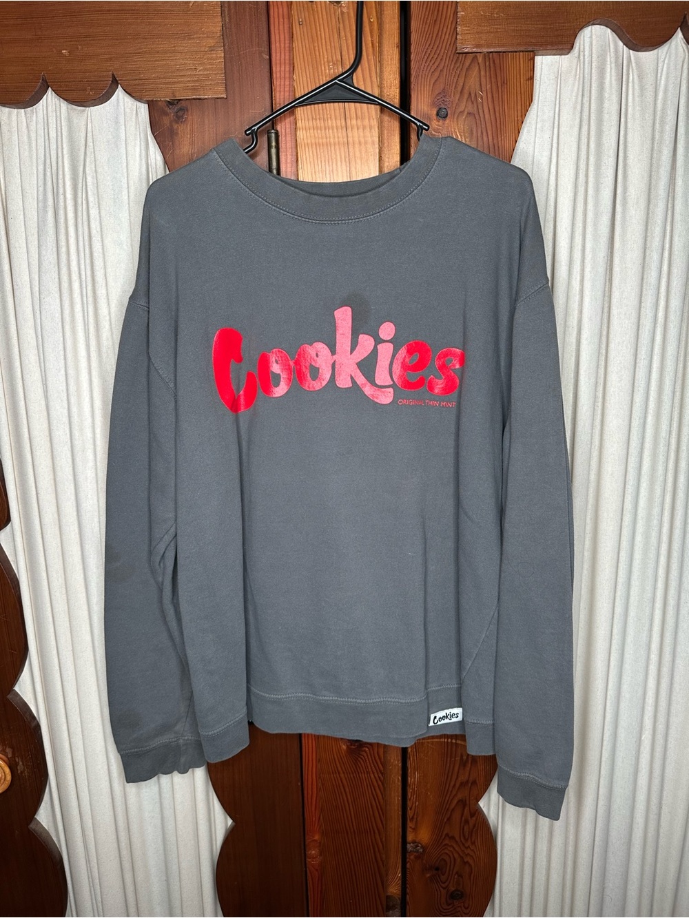 Cookies Men's Dark Gray Crewneck Sweatshirt with Red Logo